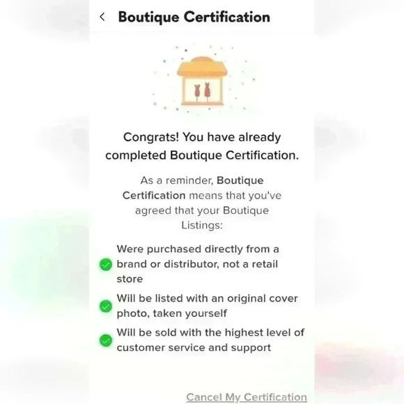 Boutique certification - Picture 1 of 1